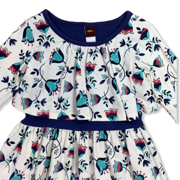 TEA COLLECTION Tulip Print Layered Top Dress Girls Size 8 - Picture 5 of 14
